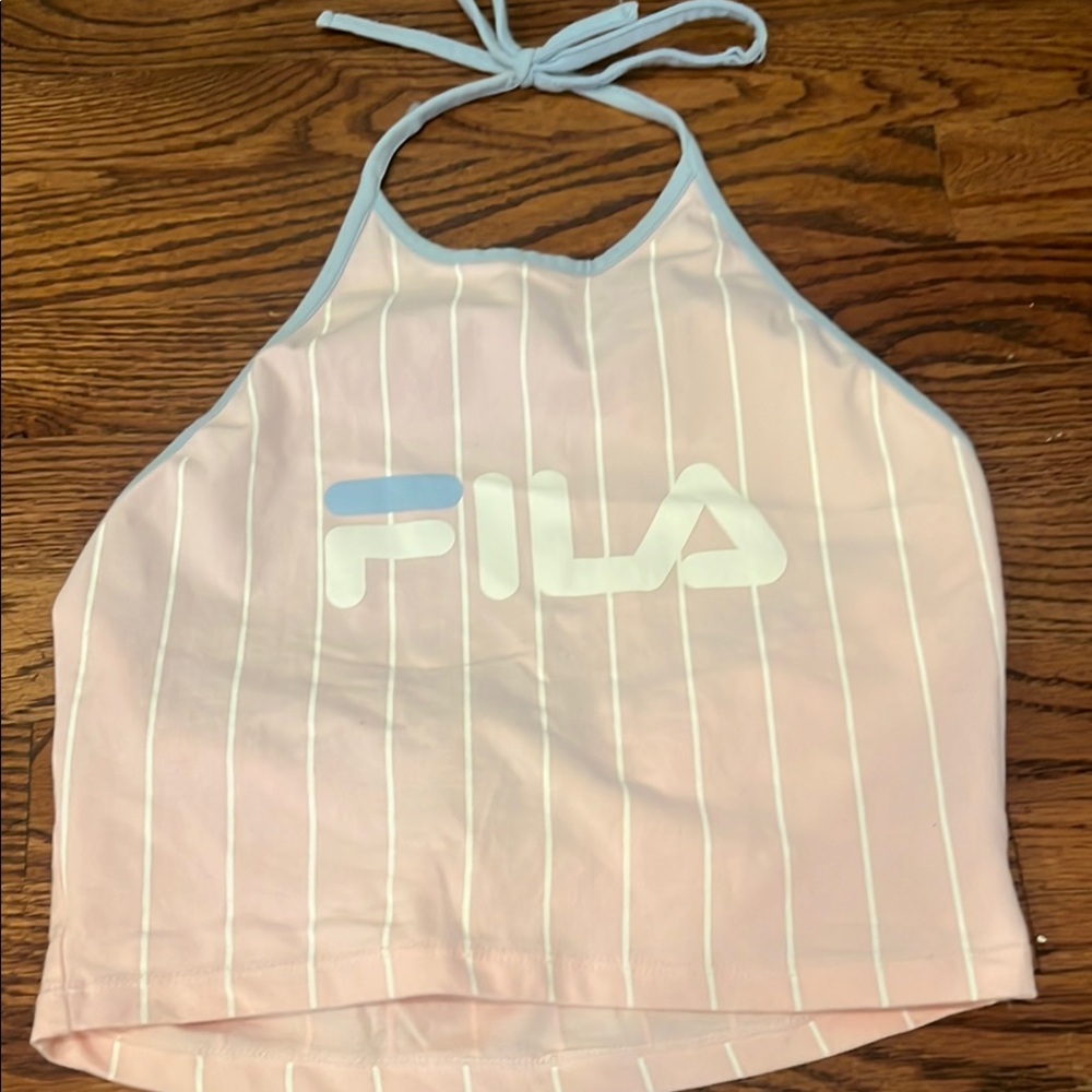 Fila Light Pink Halter Top with White Stripe